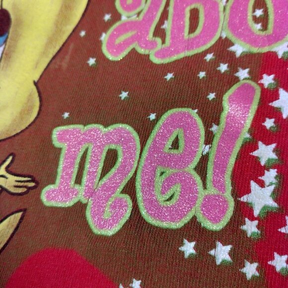 Tweety Bird T Shirt 2XL Size Red Stars Glitter Its All About Me Vintage USA - Picture 12 of 16